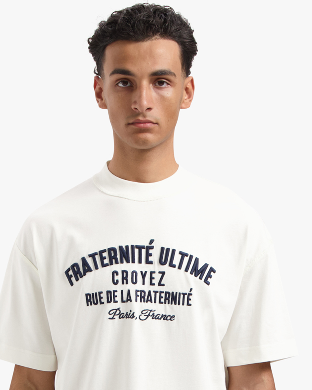 CROYEZ INSIDE OUT FRATERNITÉ T-SHIRT - CREAM/NAVY