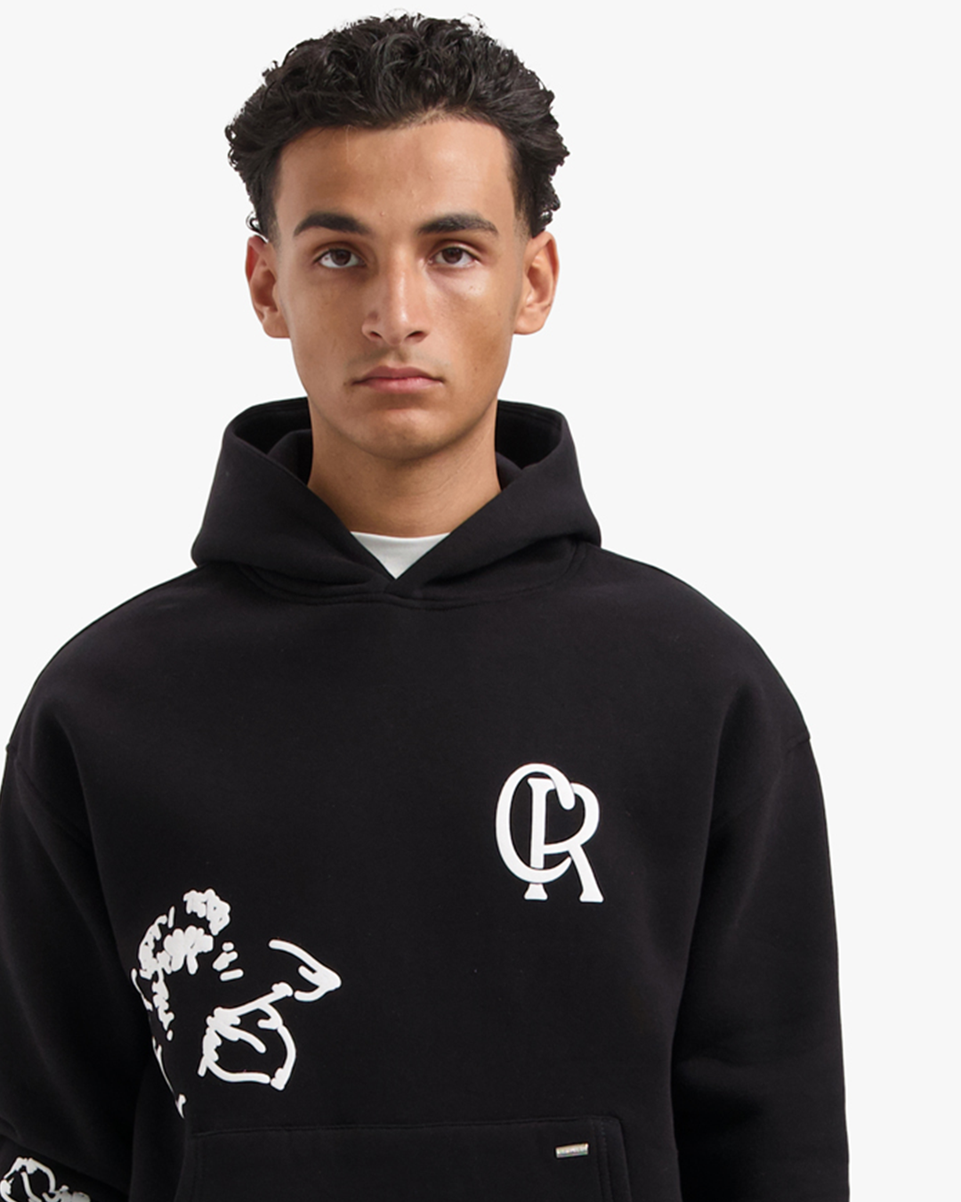 CROYEZ INITIAL FLOWER HOODIE - BLACK