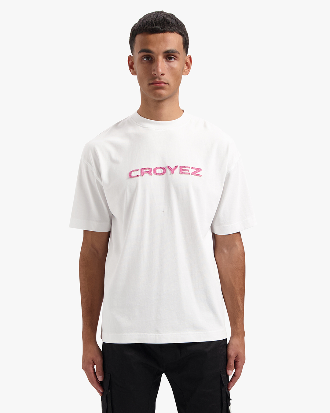 CROYEZ CUTOUT T-SHIRT - WHITE / HOT PINK