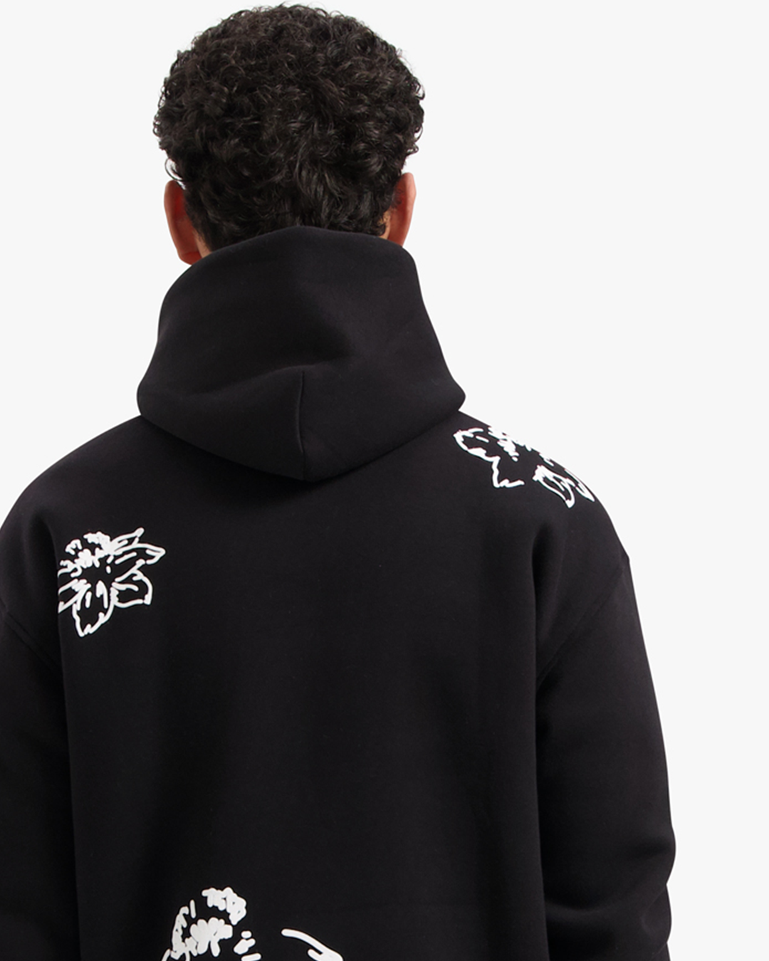 CROYEZ INITIAL FLOWER HOODIE - BLACK