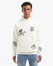 CROYEZ INITIAL FLOWER HOODIE | CREAM/NAVY