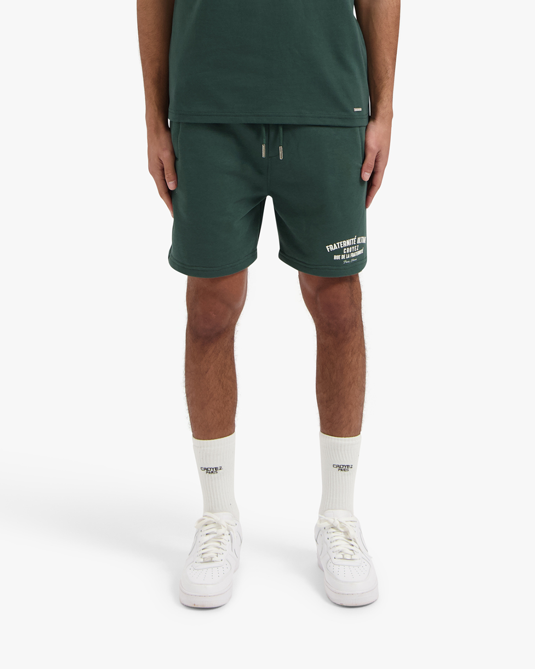 CROYEZ FRATERNITÉ PUFF SHORTS | DARK GREEN/OFF-WHITE