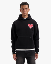 CROYEZ PUFFED HEART HOODIE | BLACK/RED