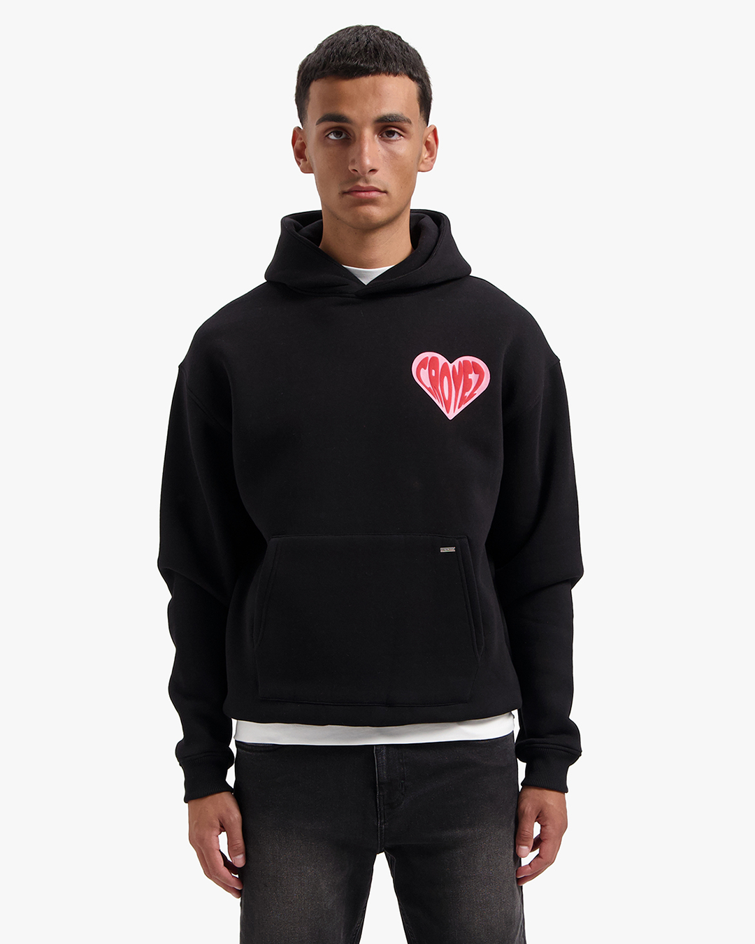 Croyez Puffed Heart Hoodie | Black/Red