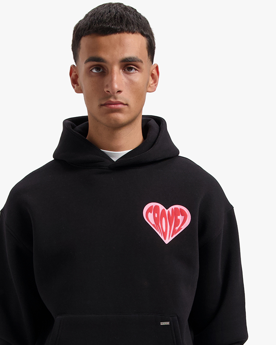 CROYEZ PUFFED HEART HOODIE | BLACK/RED
