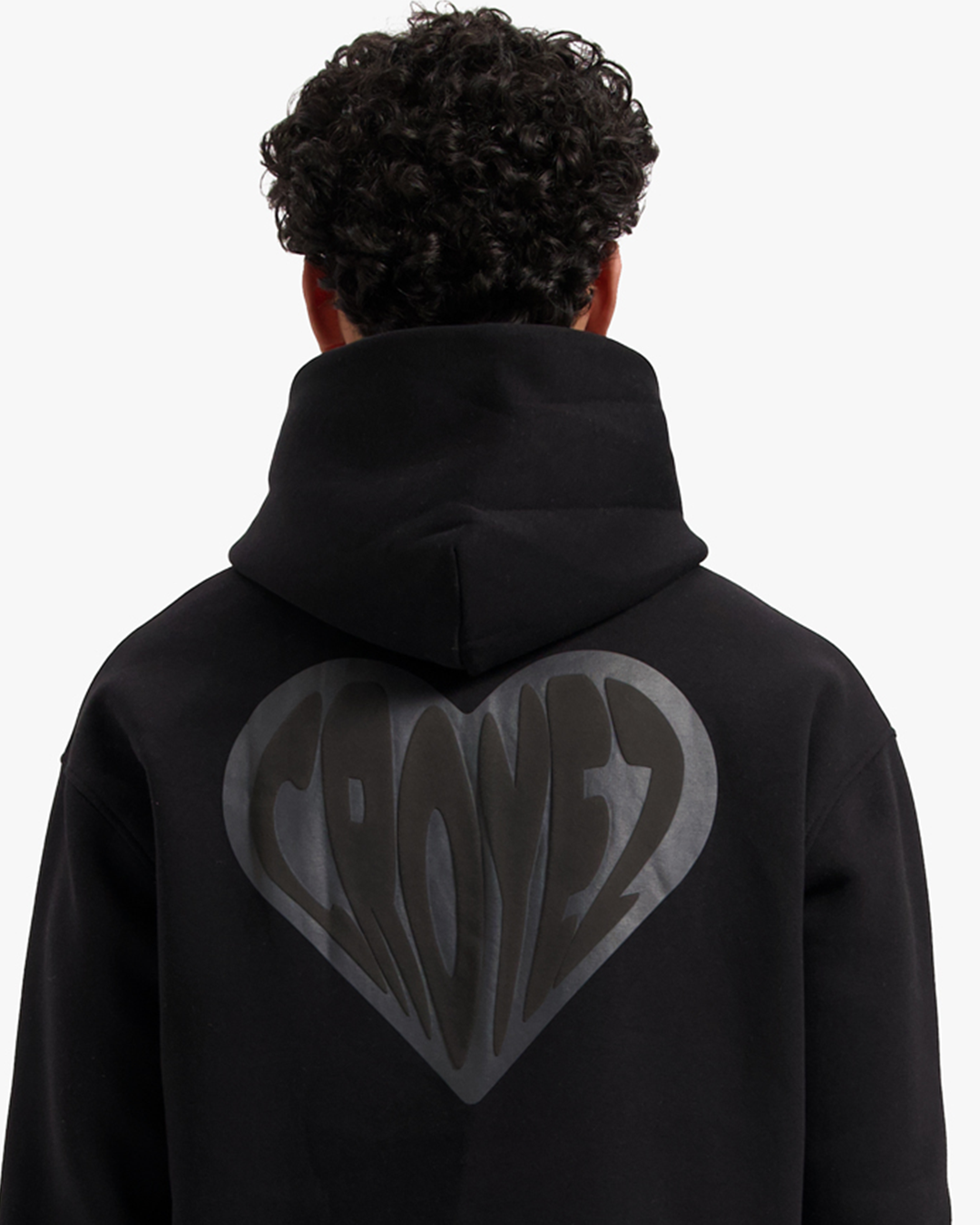 CROYEZ PUFFED HEART HOODIE - BLACK