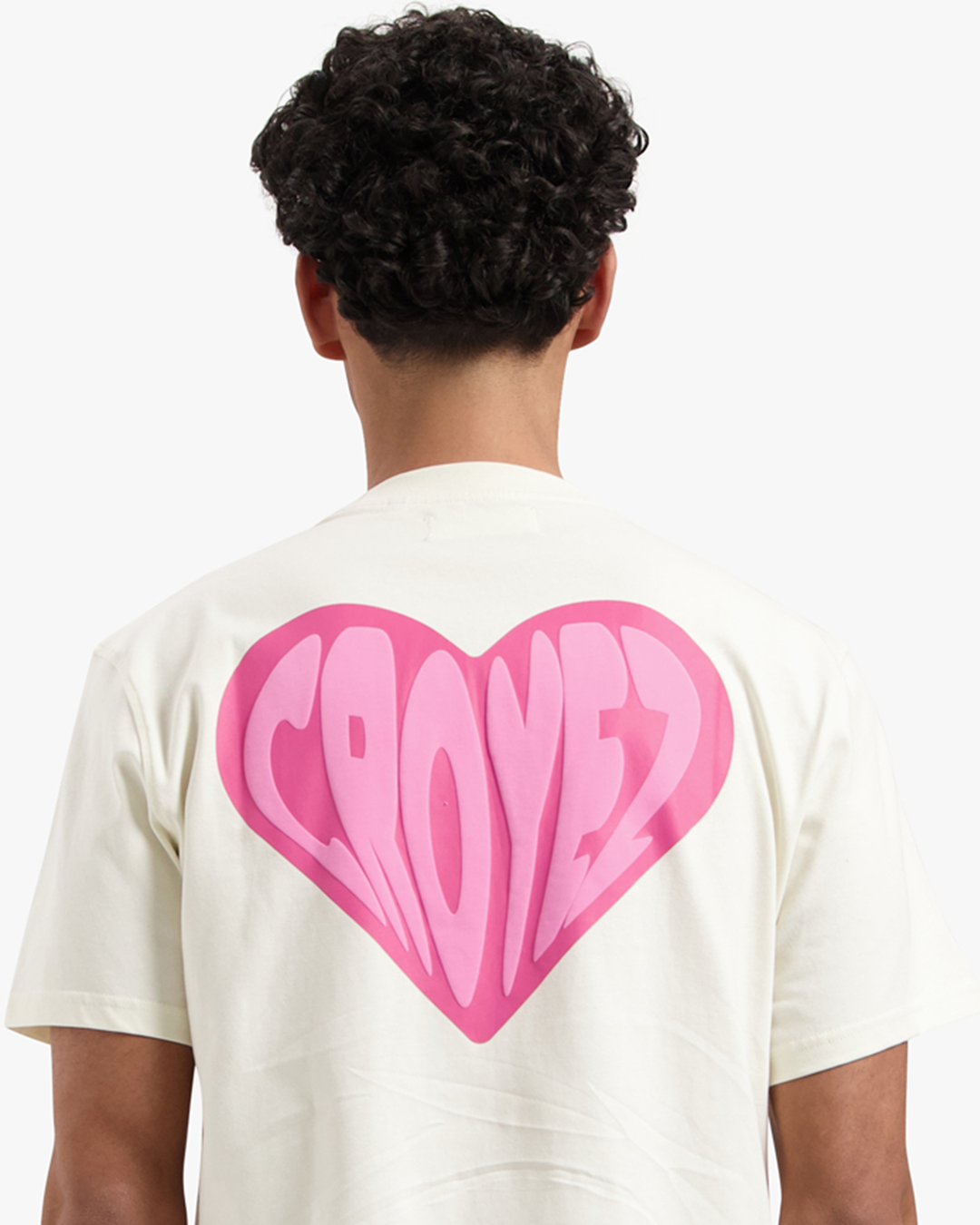 CROYEZ PUFFED HEART T-SHIRT | OFF-WHITE/PINK