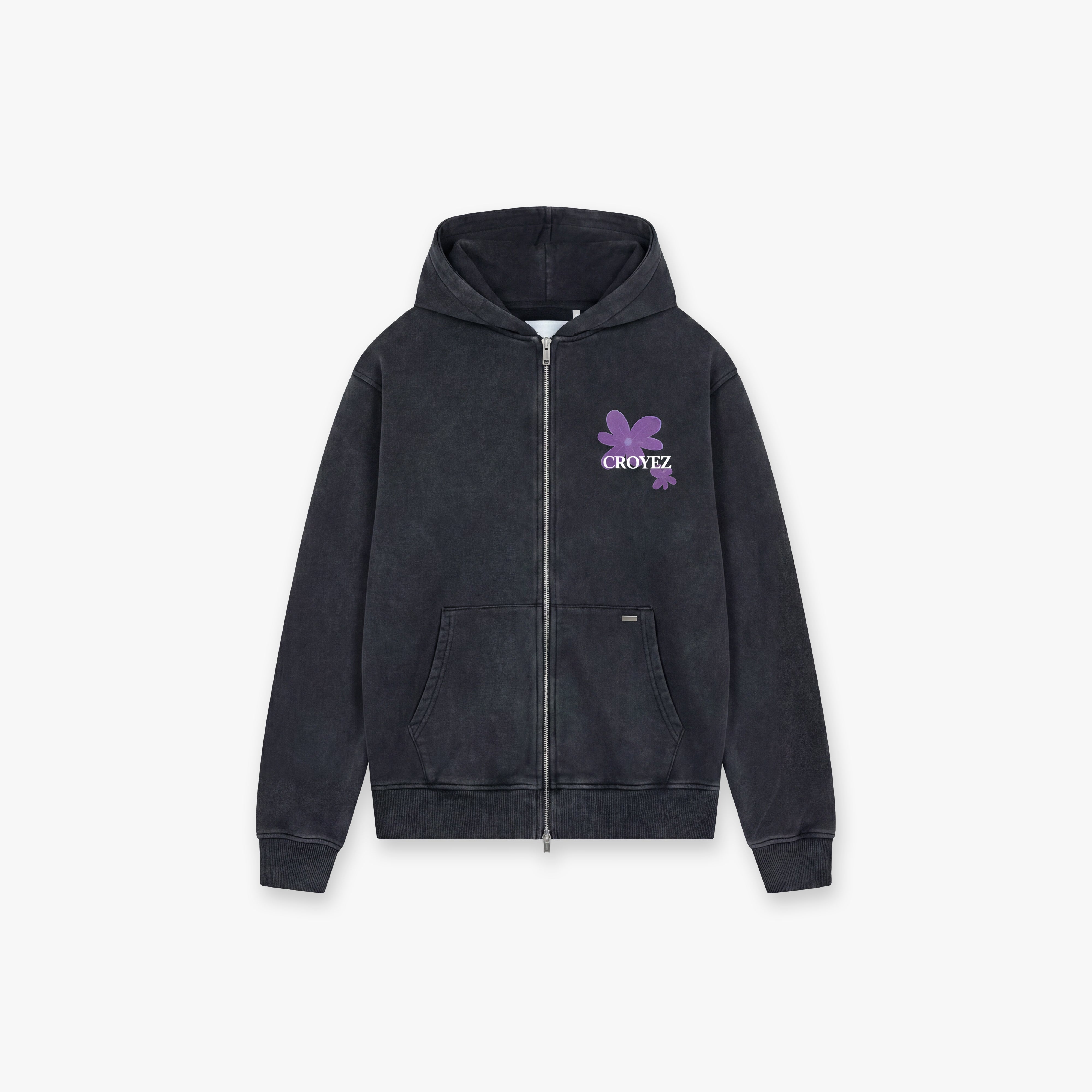  Croyez Botanique Zip Hoodie | Acid Wash/Dark Purple