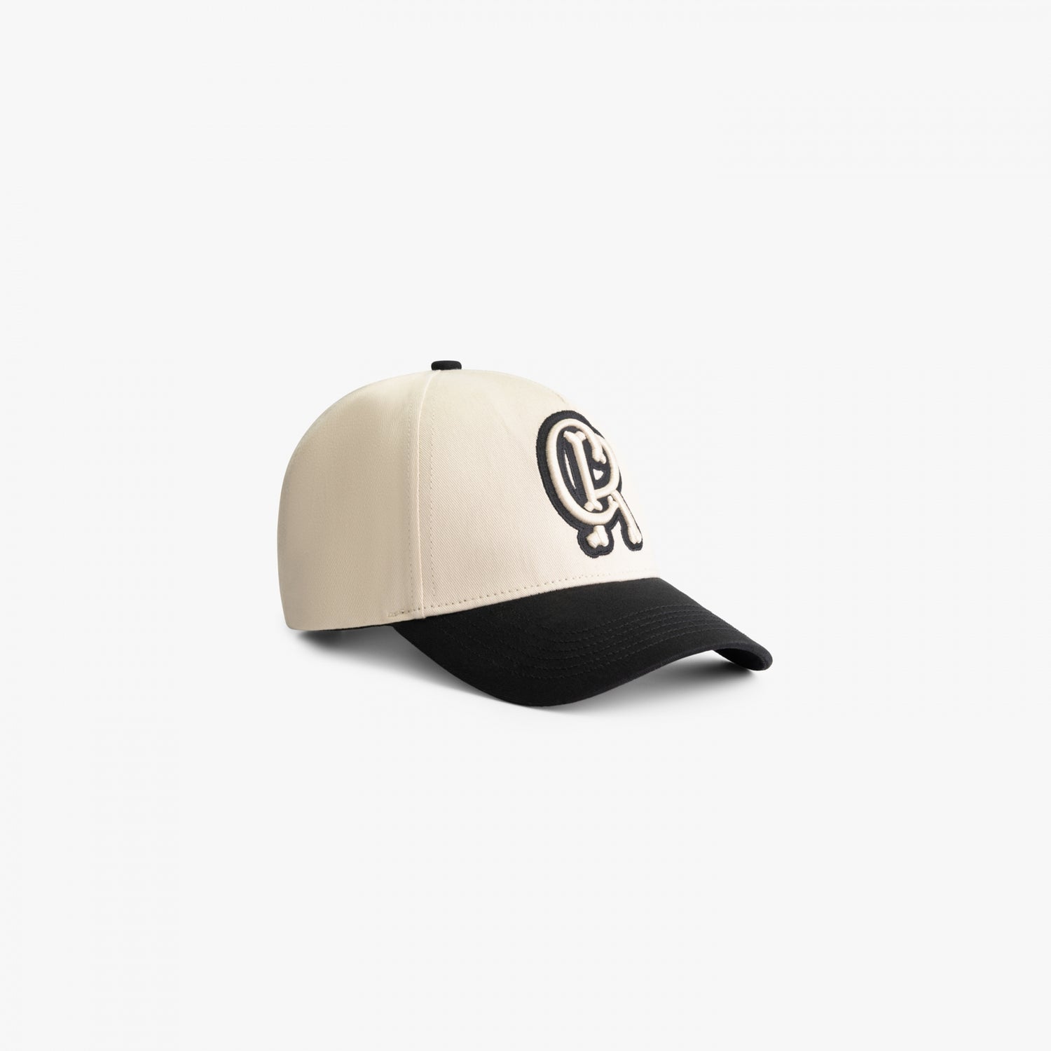 CROYEZ INITIAL BONE BASEBALL CAP - BLACK/OFF-WHITE