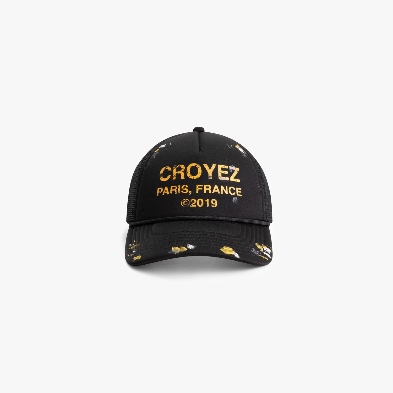 CROYEZ DAMAGED GALLERY TRUCKER CAP | BLACK/YELLOW