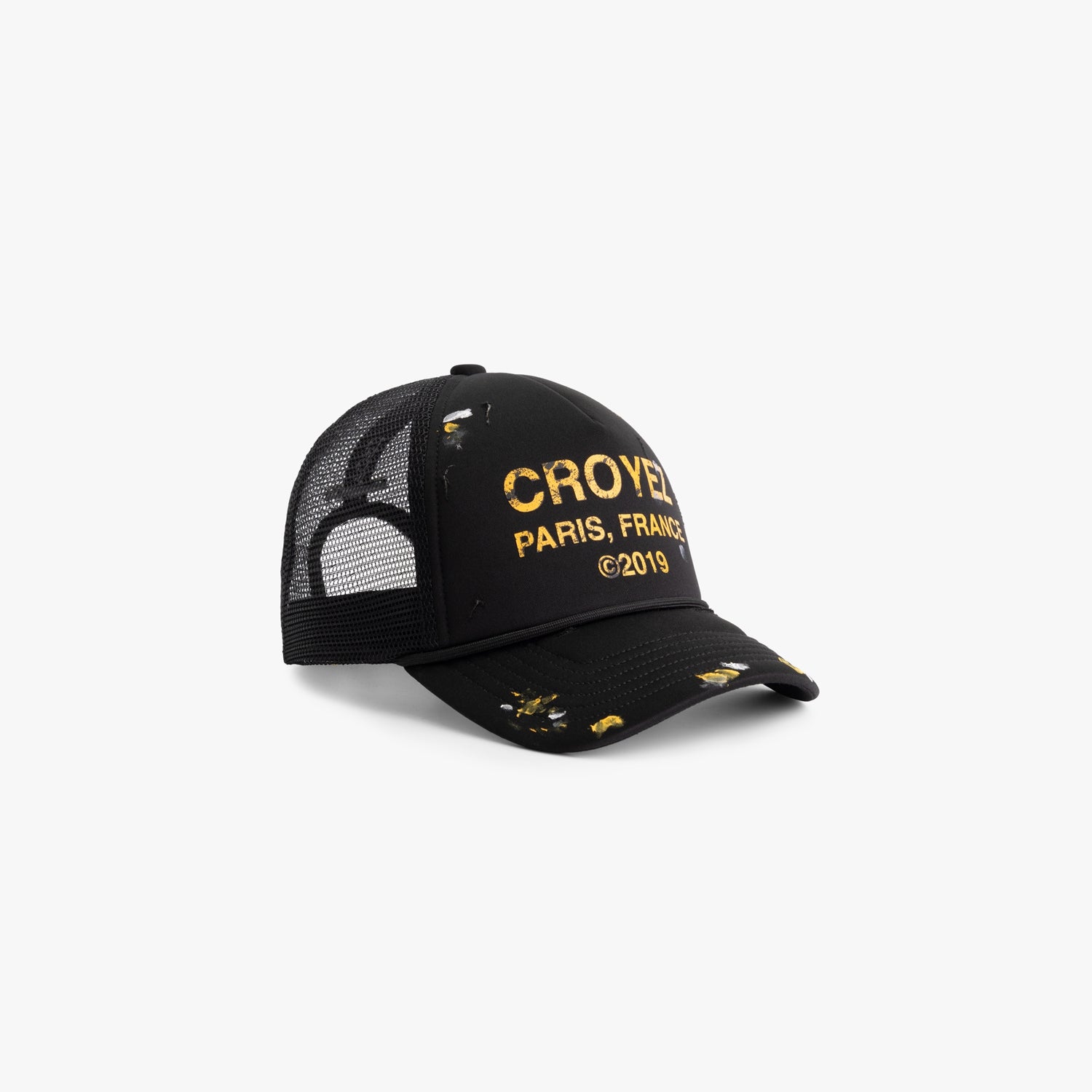 CROYEZ DAMAGED GALLERY TRUCKER CAP | BLACK/YELLOW