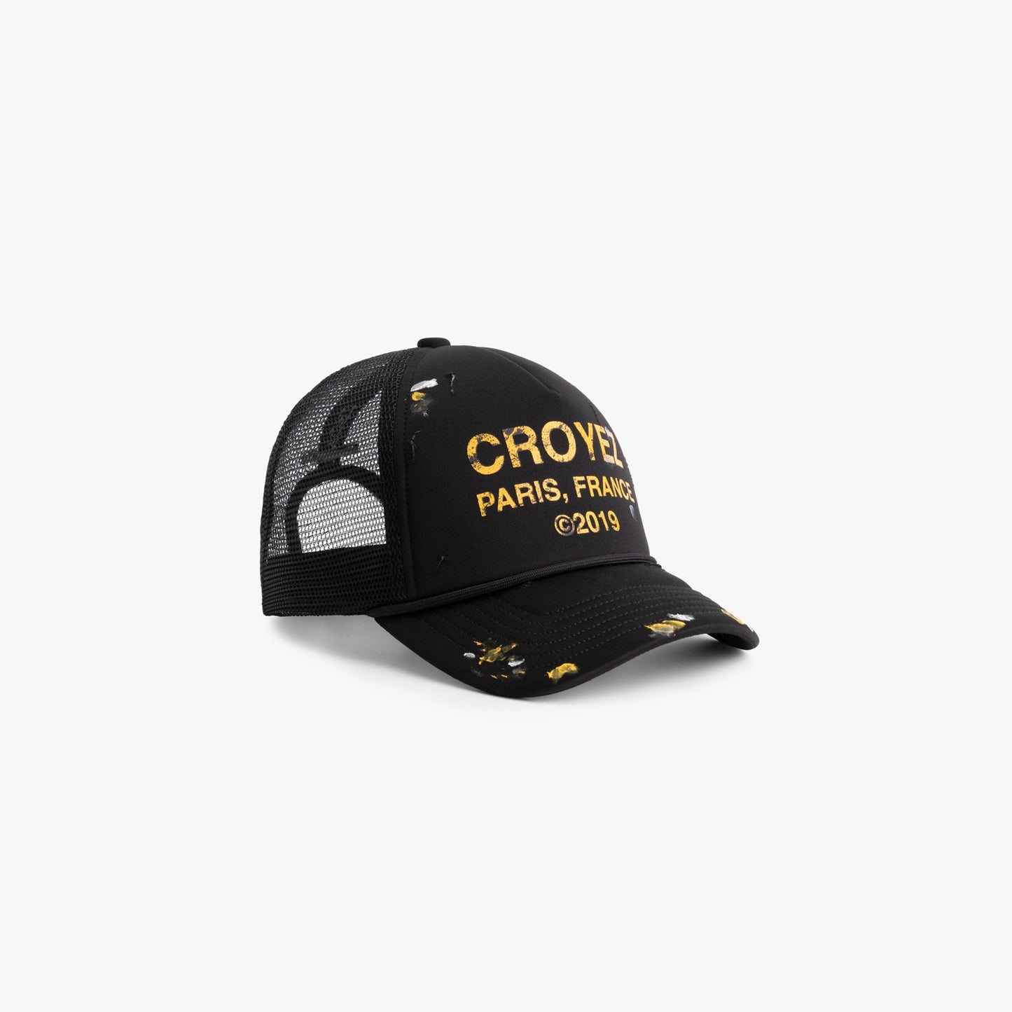 CROYEZ DAMAGED GALLERY TRUCKER CAP - BLACK/YELLOW