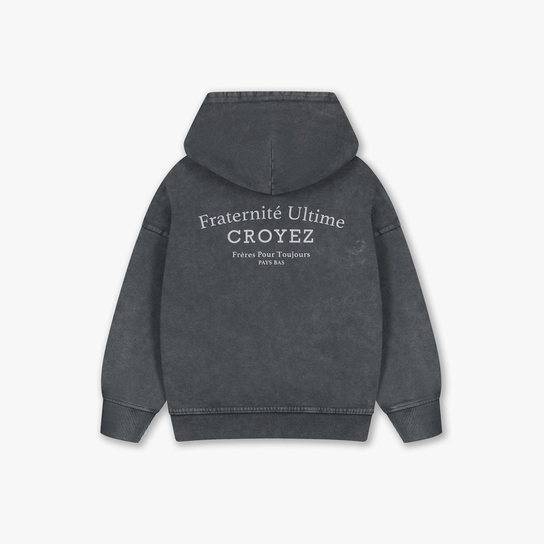 Croyez Mini Fraternité Zip Hoodie | Acid Wash/White