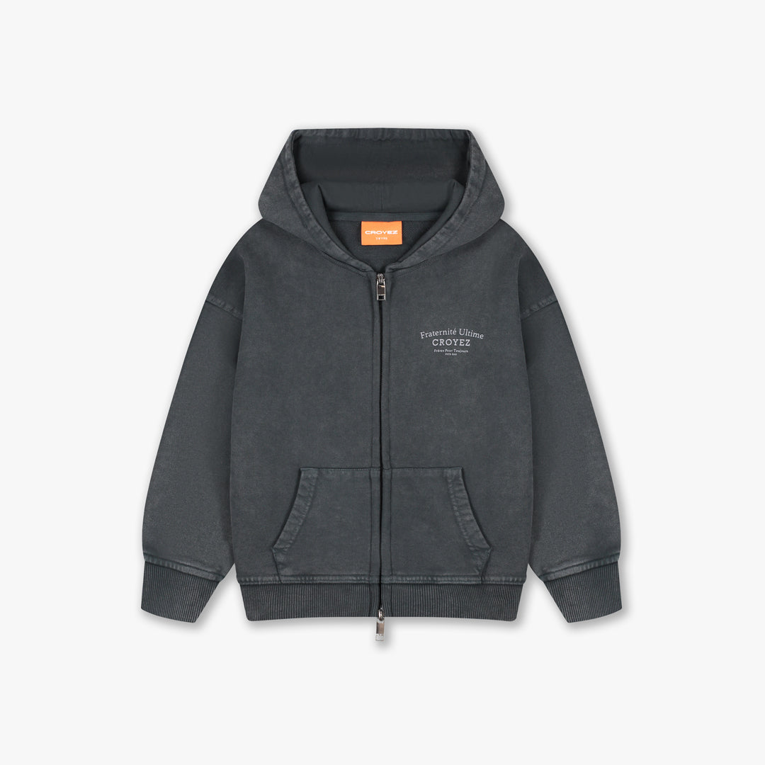  Croyez Mini Fraternité Zip Hoodie | Acid Wash/White