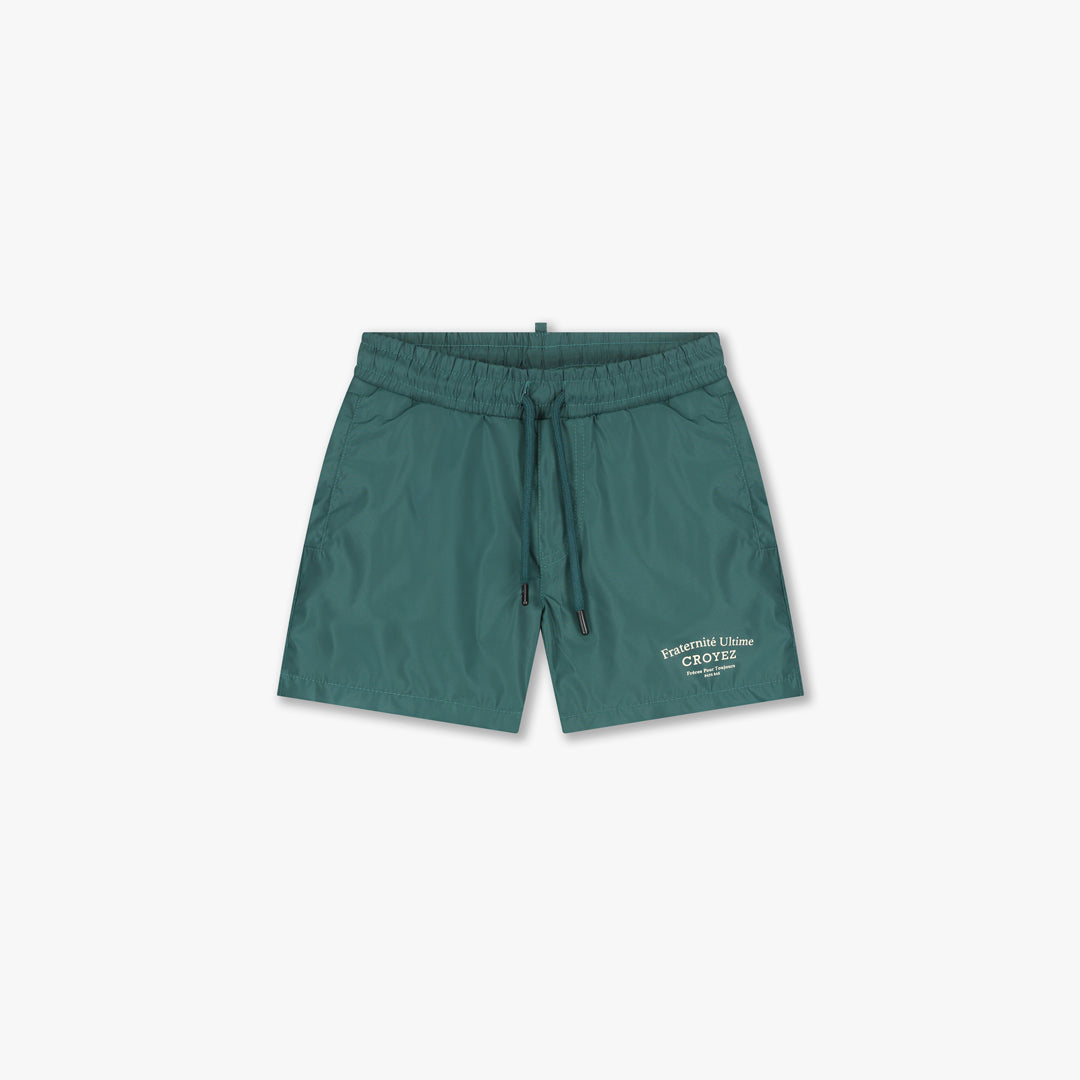 Croyez Mini Fraternité Swim Shorts | Green/Off-White