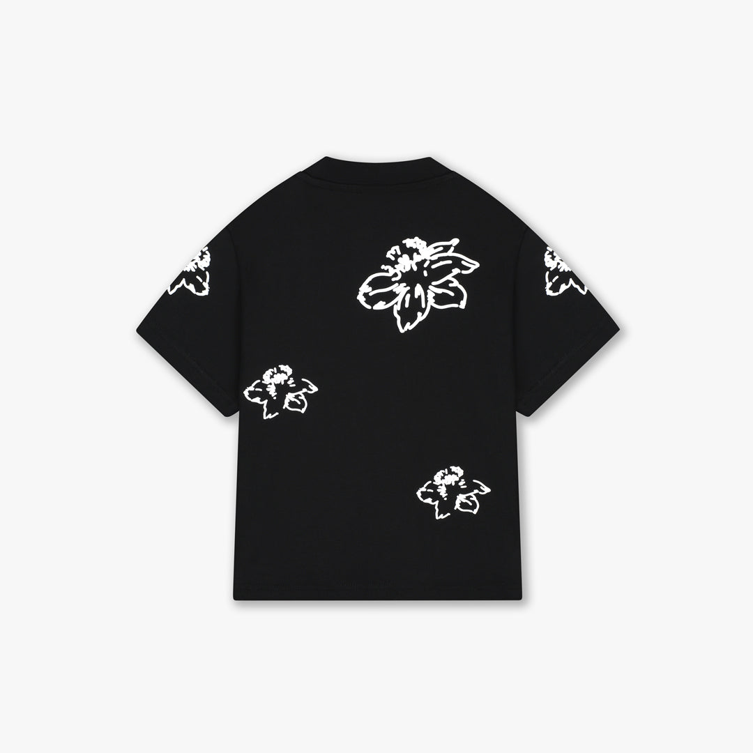Croyez Mini Initial Flower T-Shirt | Black/White