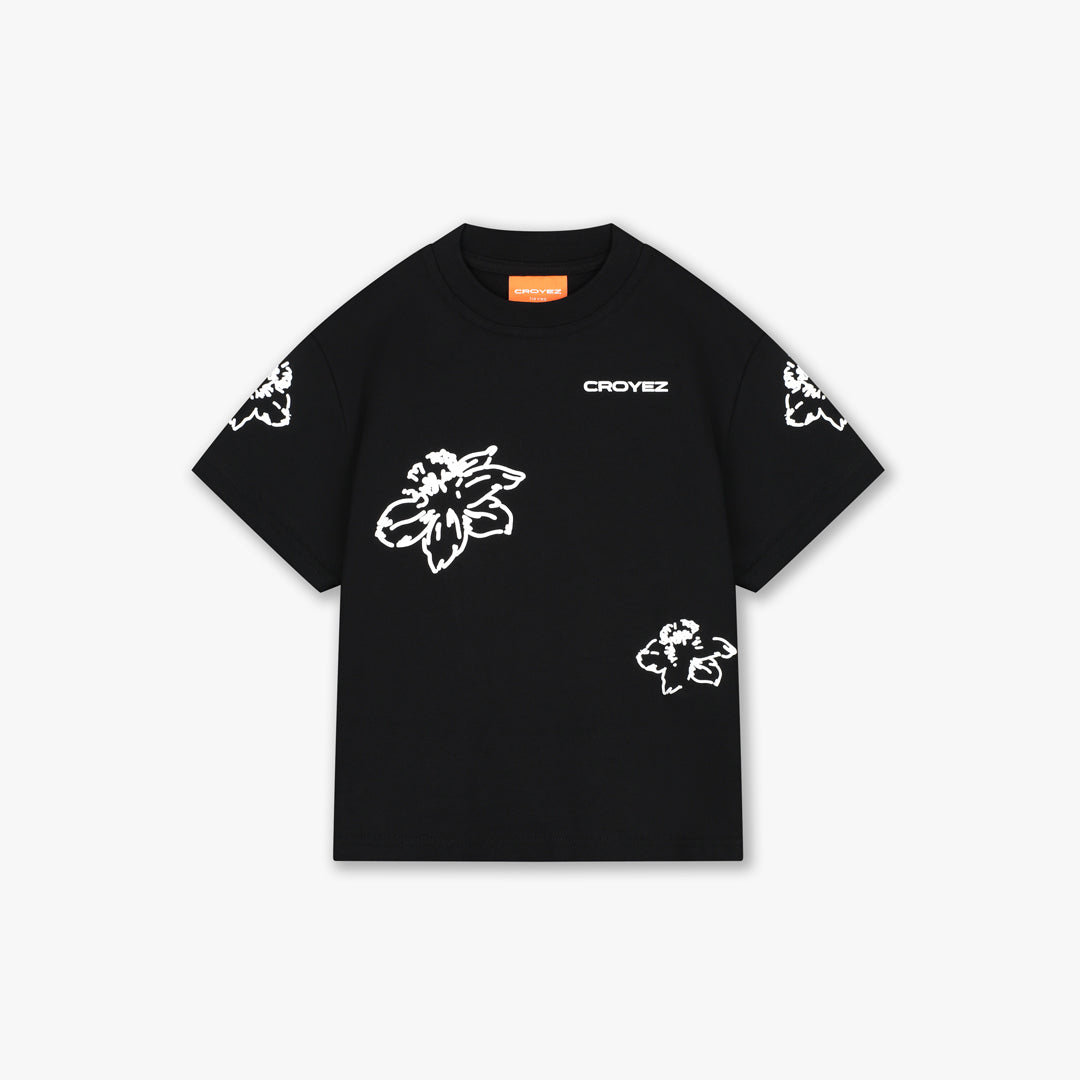  Croyez Mini Initial Flower T-Shirt | Black/White