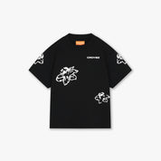 Croyez Mini Initial Flower T-Shirt | Black/White