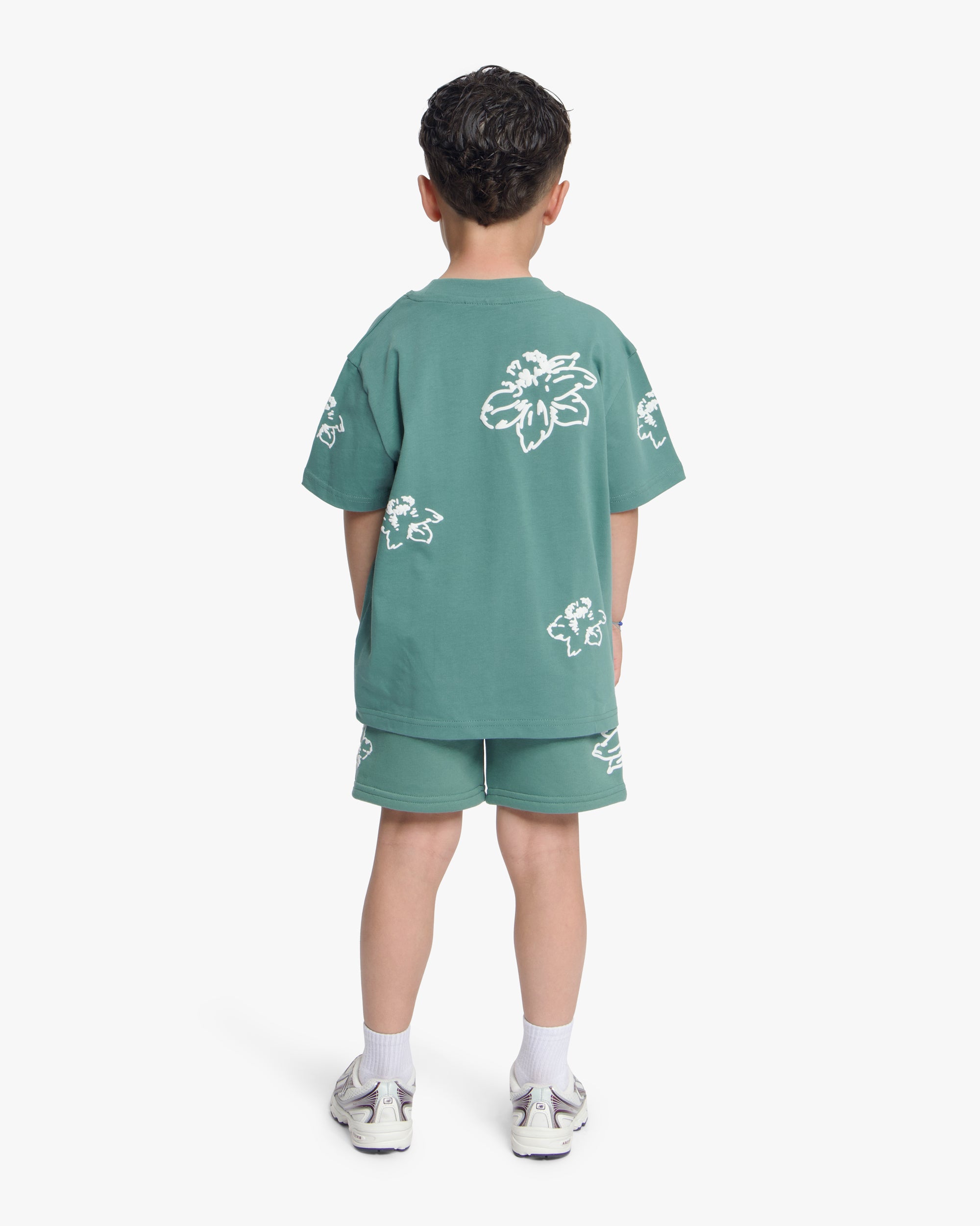 Croyez Mini Initial Flower Shorts | Green/Off-White
