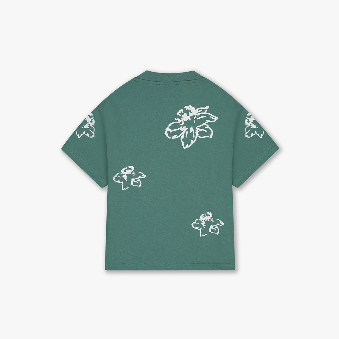 Croyez Mini Initial Flower T-Shirt | Green/Off-White