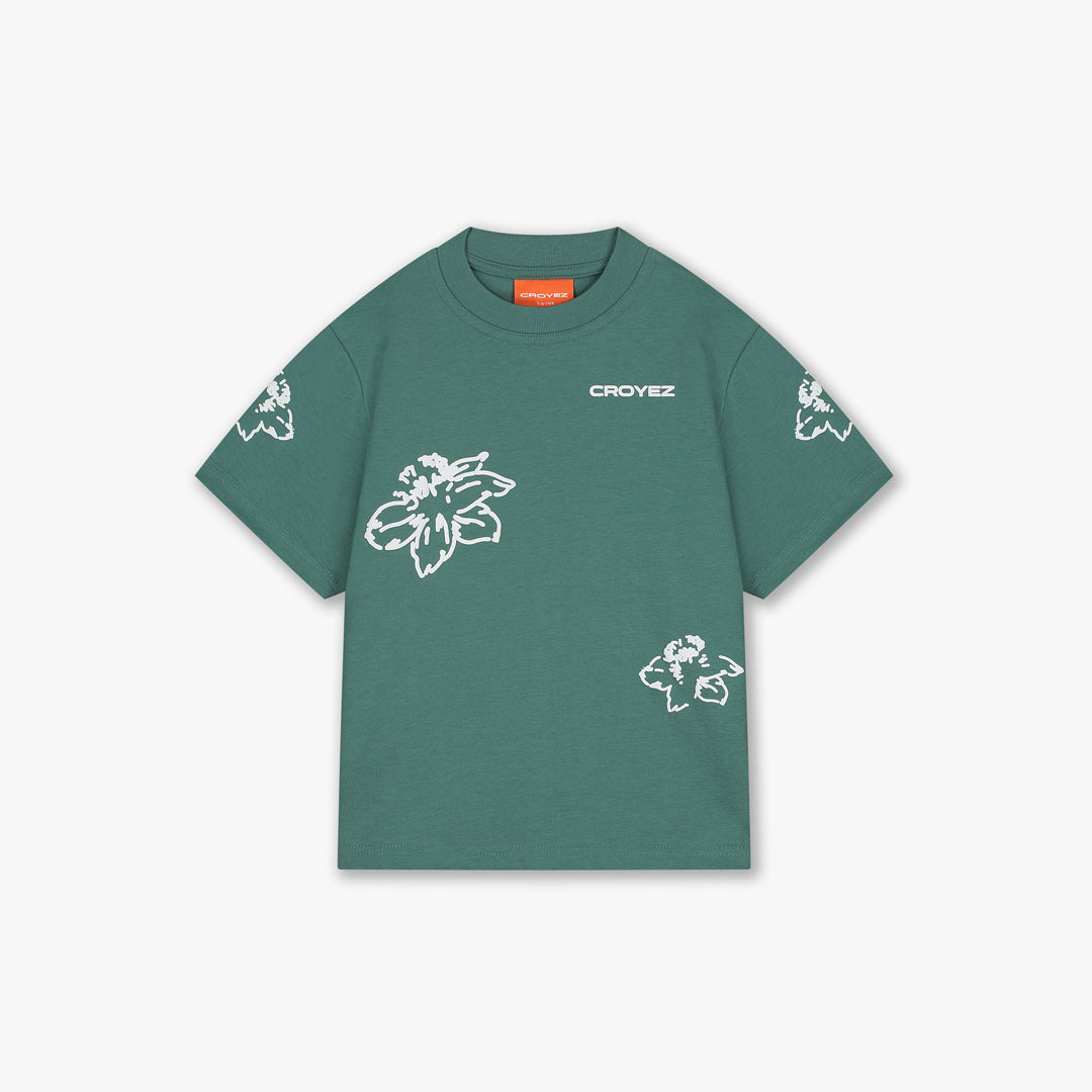  Croyez Mini Initial Flower T-Shirt | Green/Off-White