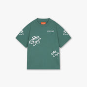 Croyez Mini Initial Flower T-Shirt | Green/Off-White