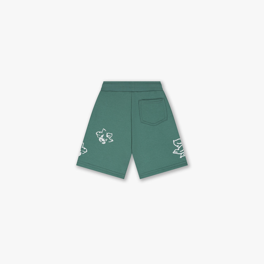 Croyez Mini Initial Flower Shorts | Green/Off-White