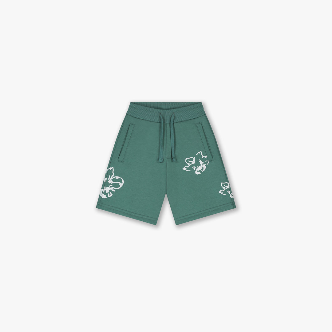  Croyez Mini Initial Flower Shorts | Green/Off-White