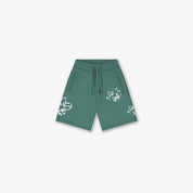 Croyez Mini Initial Flower Shorts | Green/Off-White