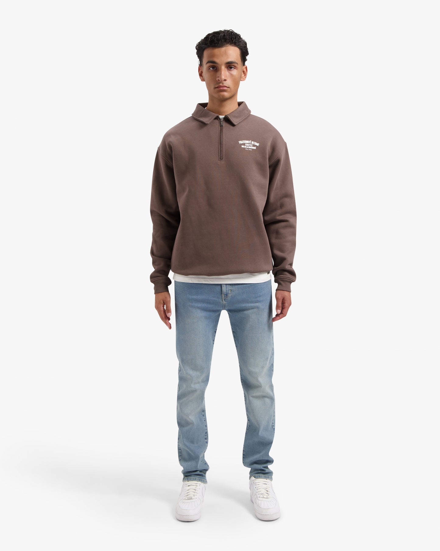 CROYEZ FRATERNITÉ ULTIME HALF ZIP SWEATER - BROWN