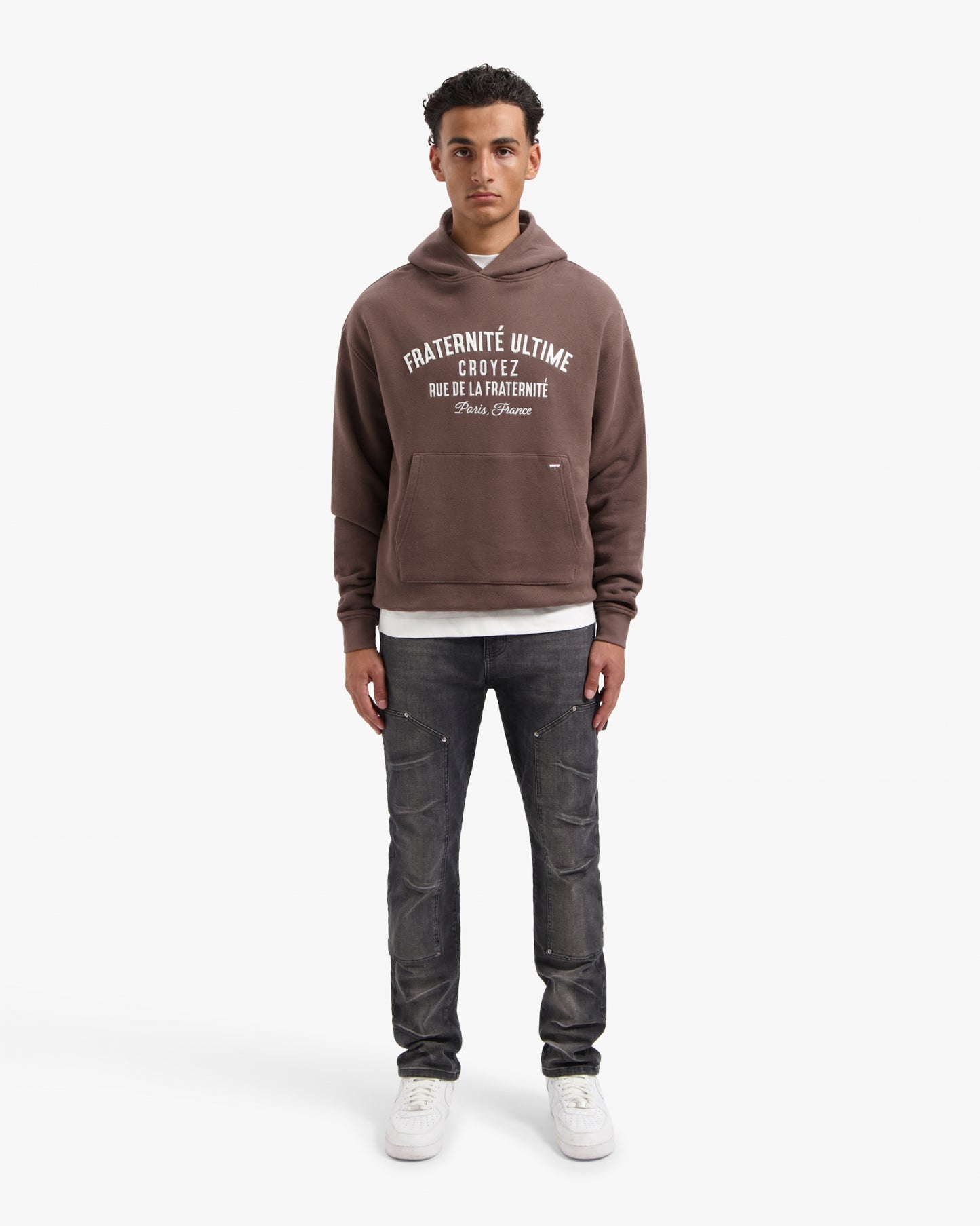 CROYEZ HEAVYWEIGHT FRATERNITÉ HOODIE - BROWN