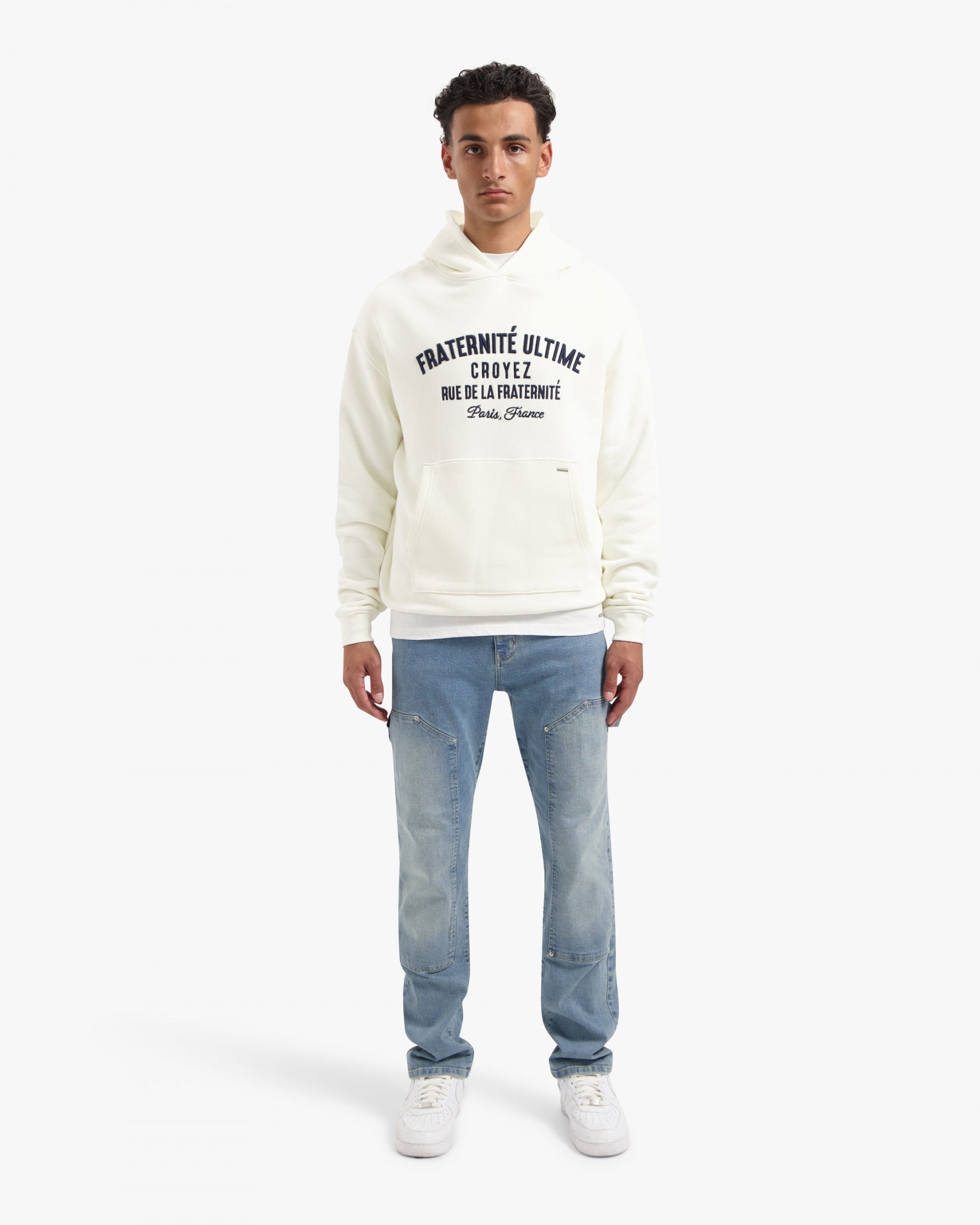CROYEZ HEAVYWEIGHT FRATERNITÉ HOODIE | CREAM/NAVY