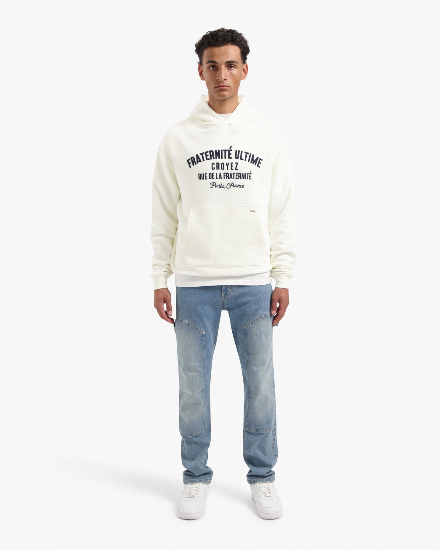 CROYEZ HEAVYWEIGHT FRATERNITÉ HOODIE - CREAM/NAVY