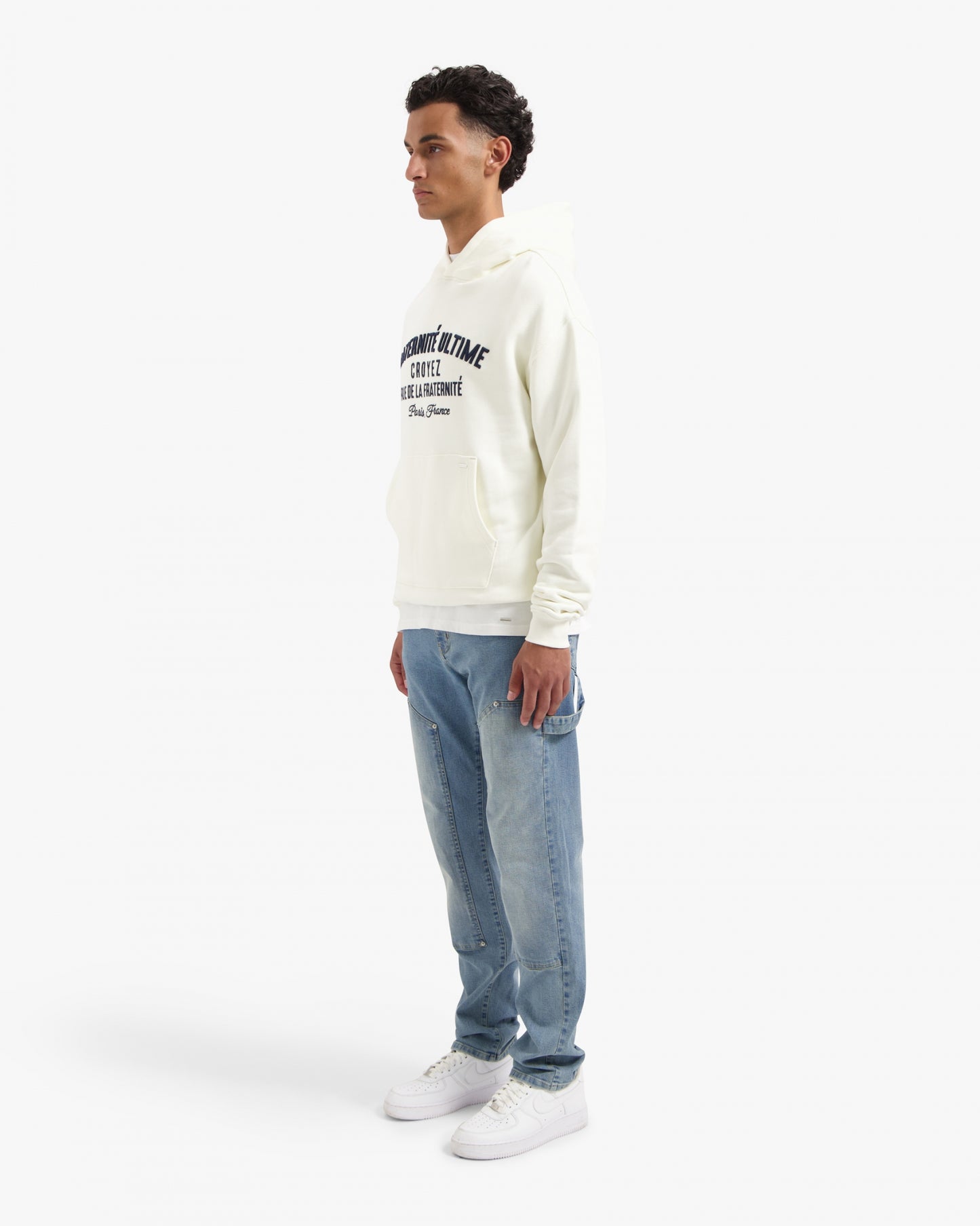 CROYEZ HEAVYWEIGHT FRATERNITÉ HOODIE - CREAM/NAVY