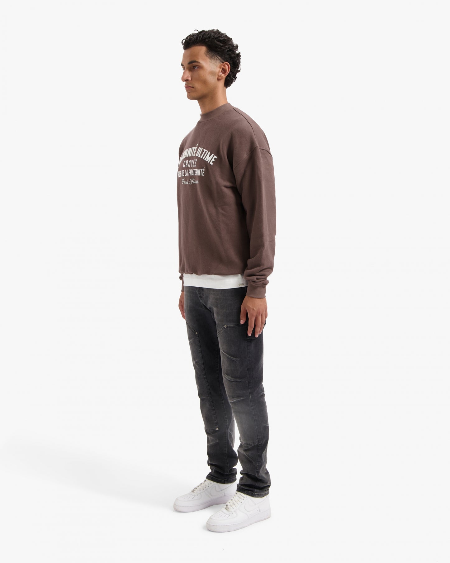 CROYEZ HEAVYWEIGHT FRATERNITÉ SWEATER - BROWN