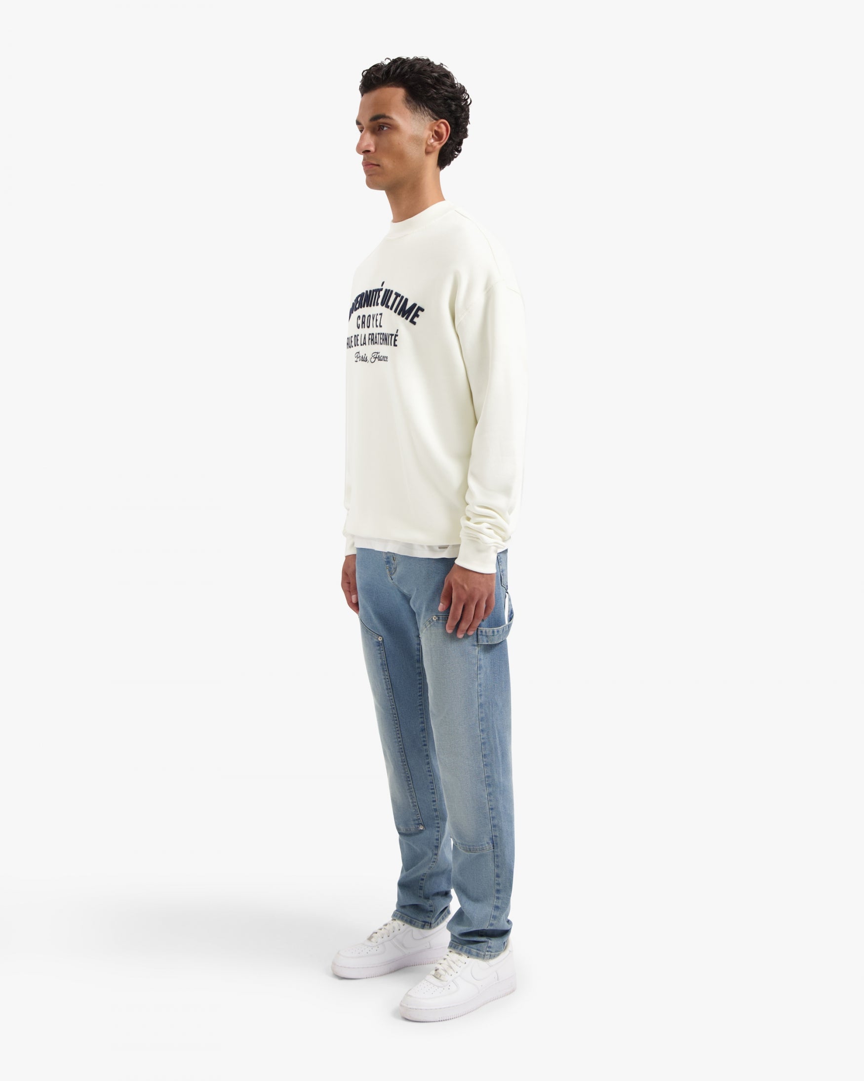 CROYEZ HEAVYWEIGHT FRATERNITÉ SWEATER | CREAM/NAVY