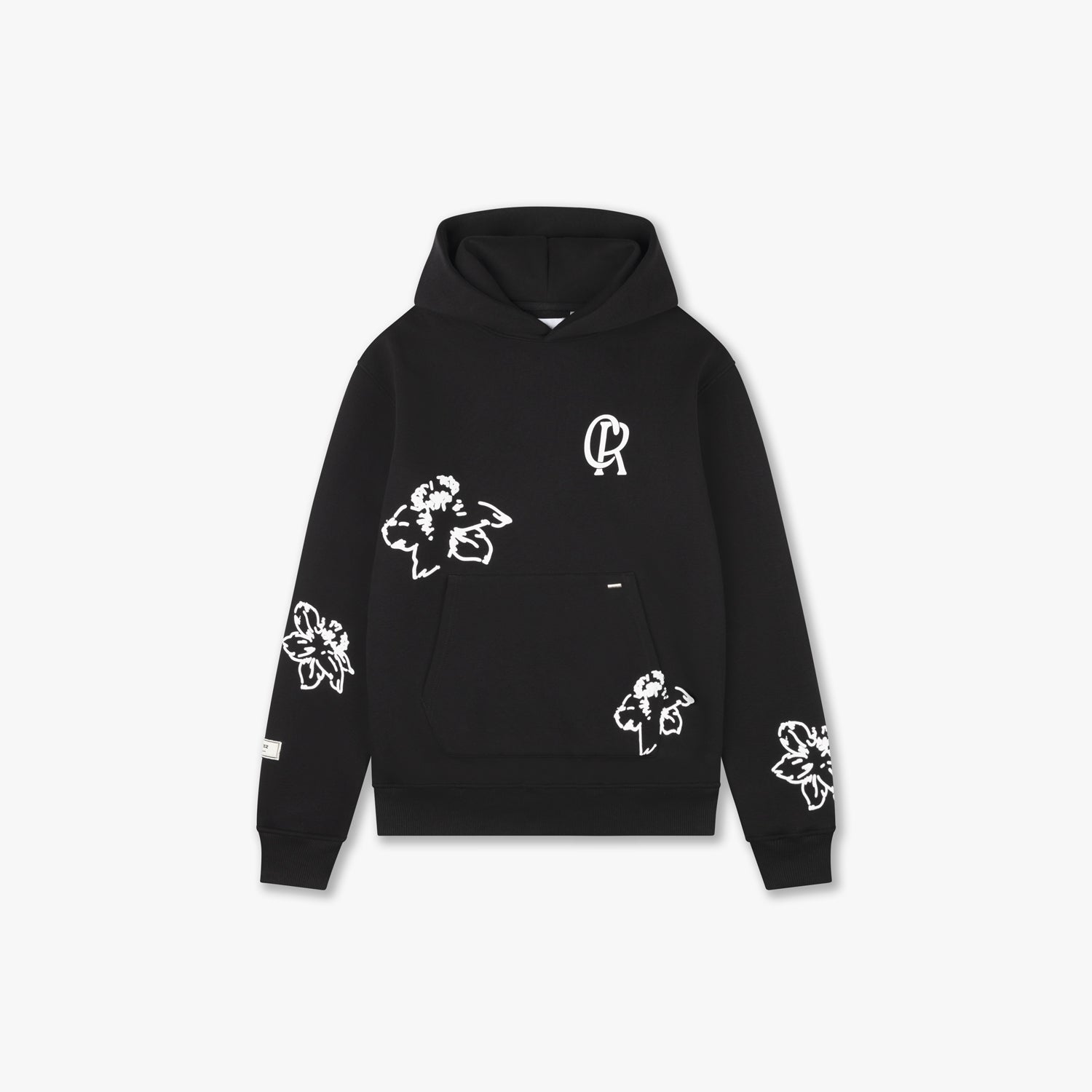 CROYEZ INITIAL FLOWER HOODIE - BLACK