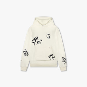 CROYEZ INITIAL FLOWER HOODIE | CREAM/NAVY