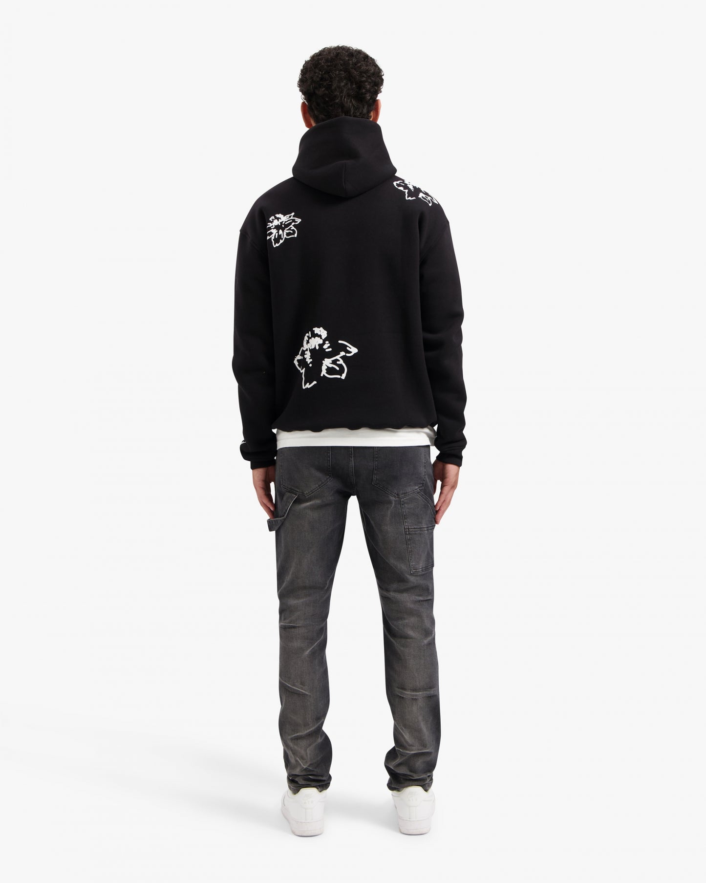 CROYEZ INITIAL FLOWER HOODIE - BLACK