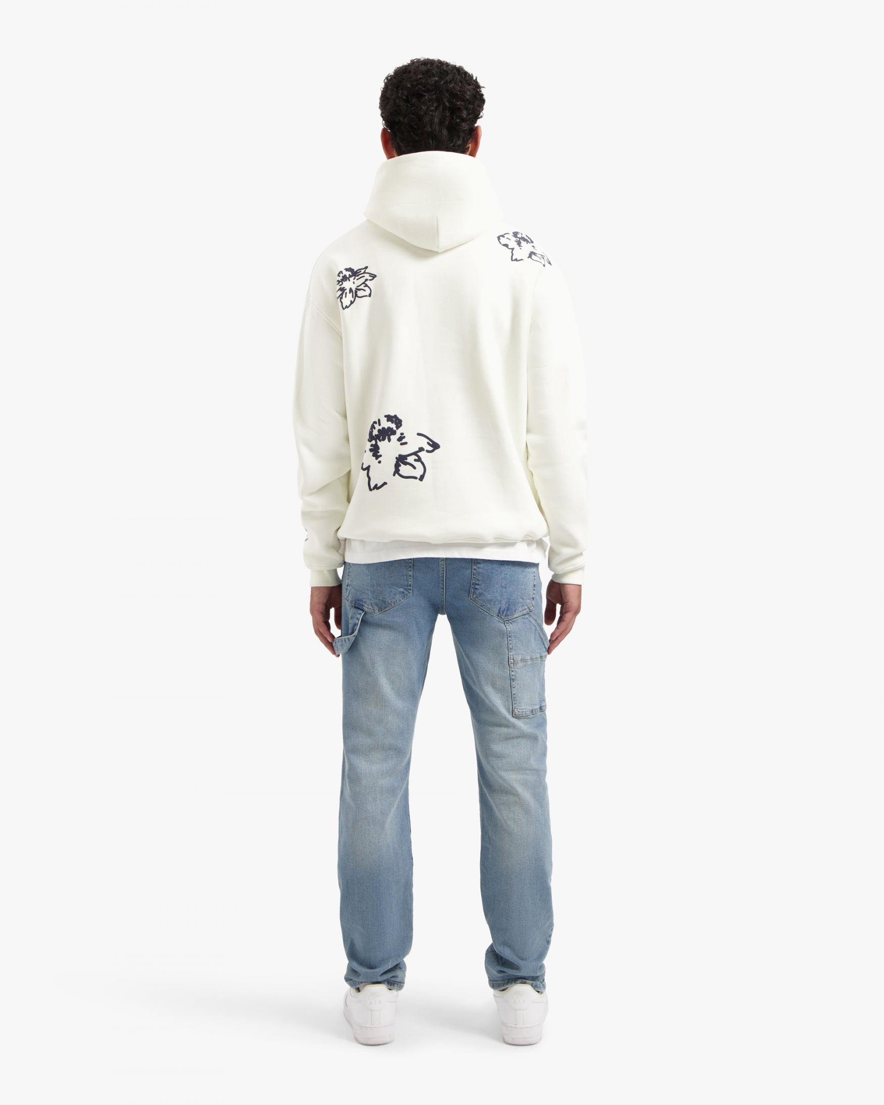 CROYEZ INITIAL FLOWER HOODIE | CREAM/NAVY