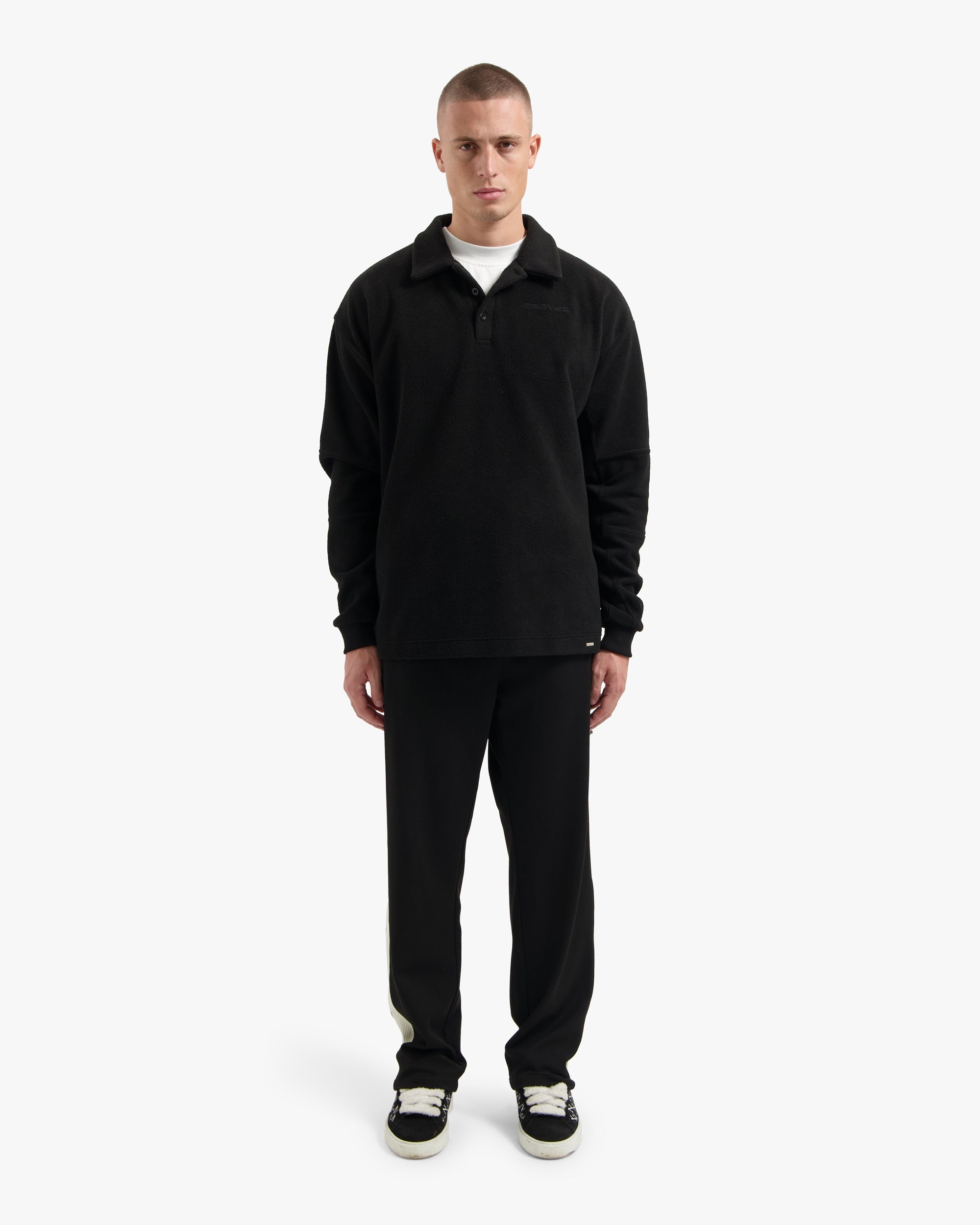 CROYEZ FLEECE POLO SWEATER | BLACK