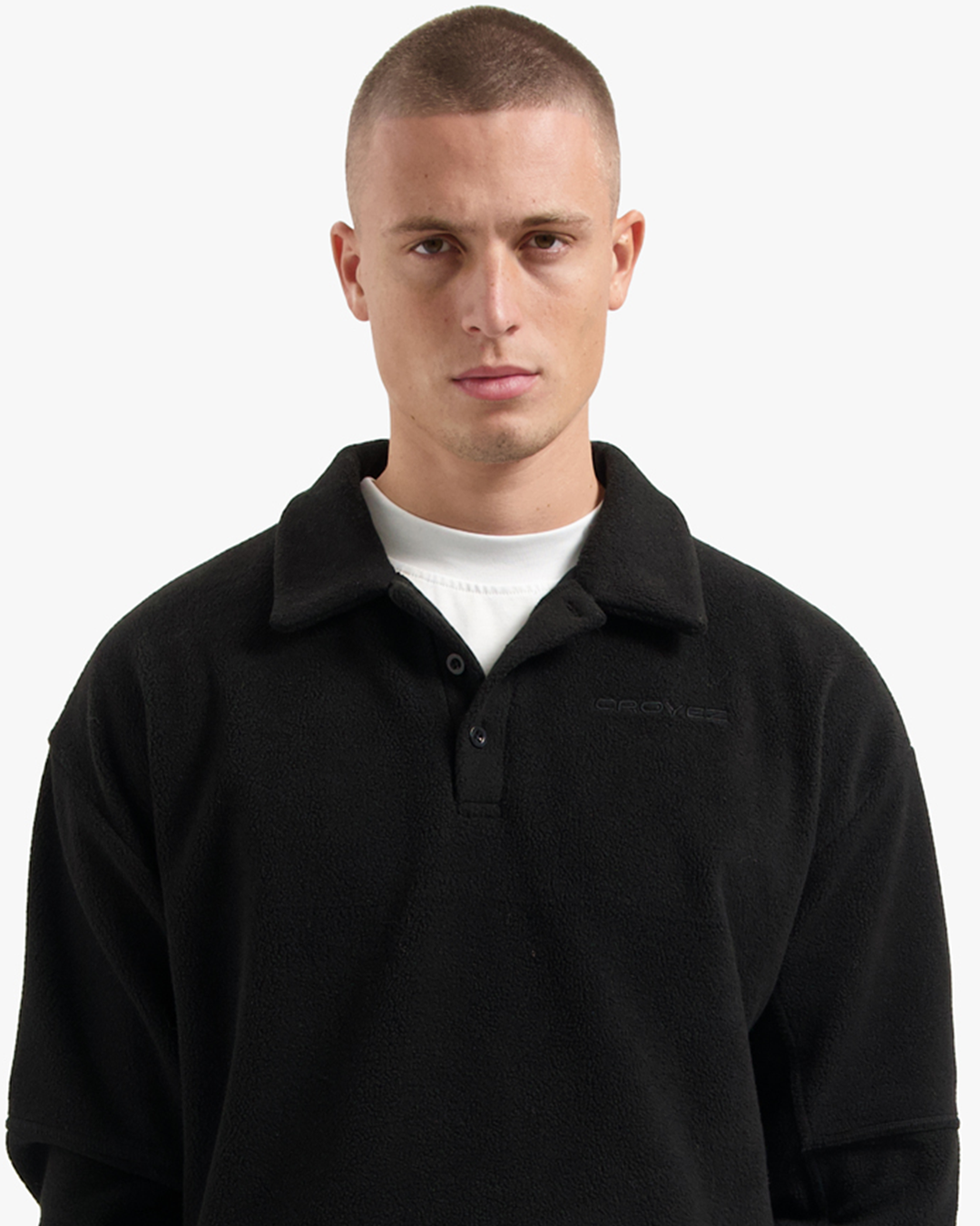 CROYEZ FLEECE POLO SWEATER | BLACK