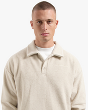 CROYEZ FLEECE POLO SWEATER | SAND
