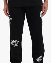 CROYEZ STRAIGHT LEG FLOWER SWEATPANTS | BLACK