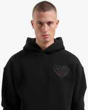 CROYEZ STITCHED HEART HOODIE | BLACK