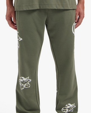 CROYEZ STRAIGHT LEG FLOWER SWEATPANTS | DUSTY OLIVE