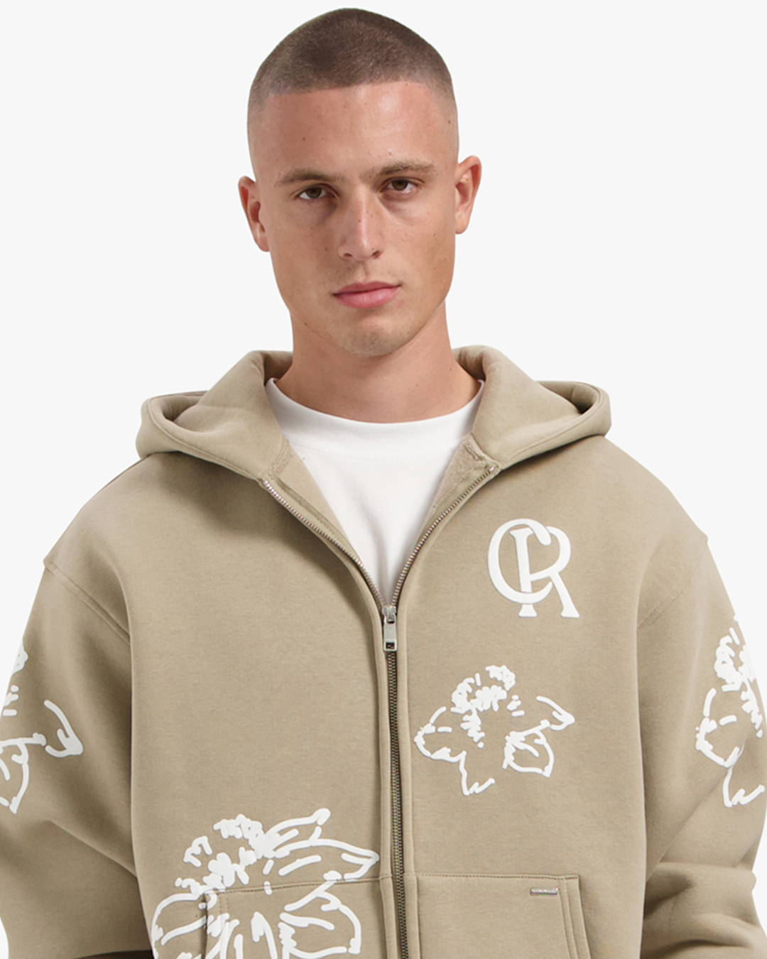 CROYEZ FLOWER ZIP-HOODIE | SAND