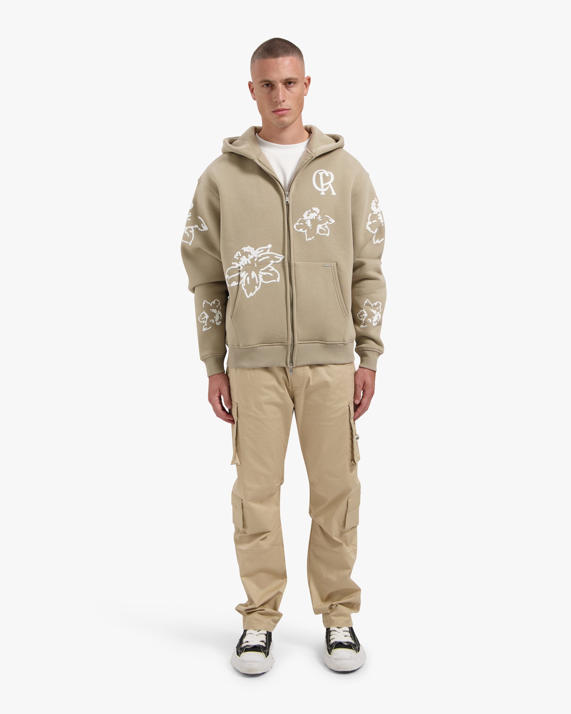 CROYEZ FLOWER ZIP-HOODIE | SAND