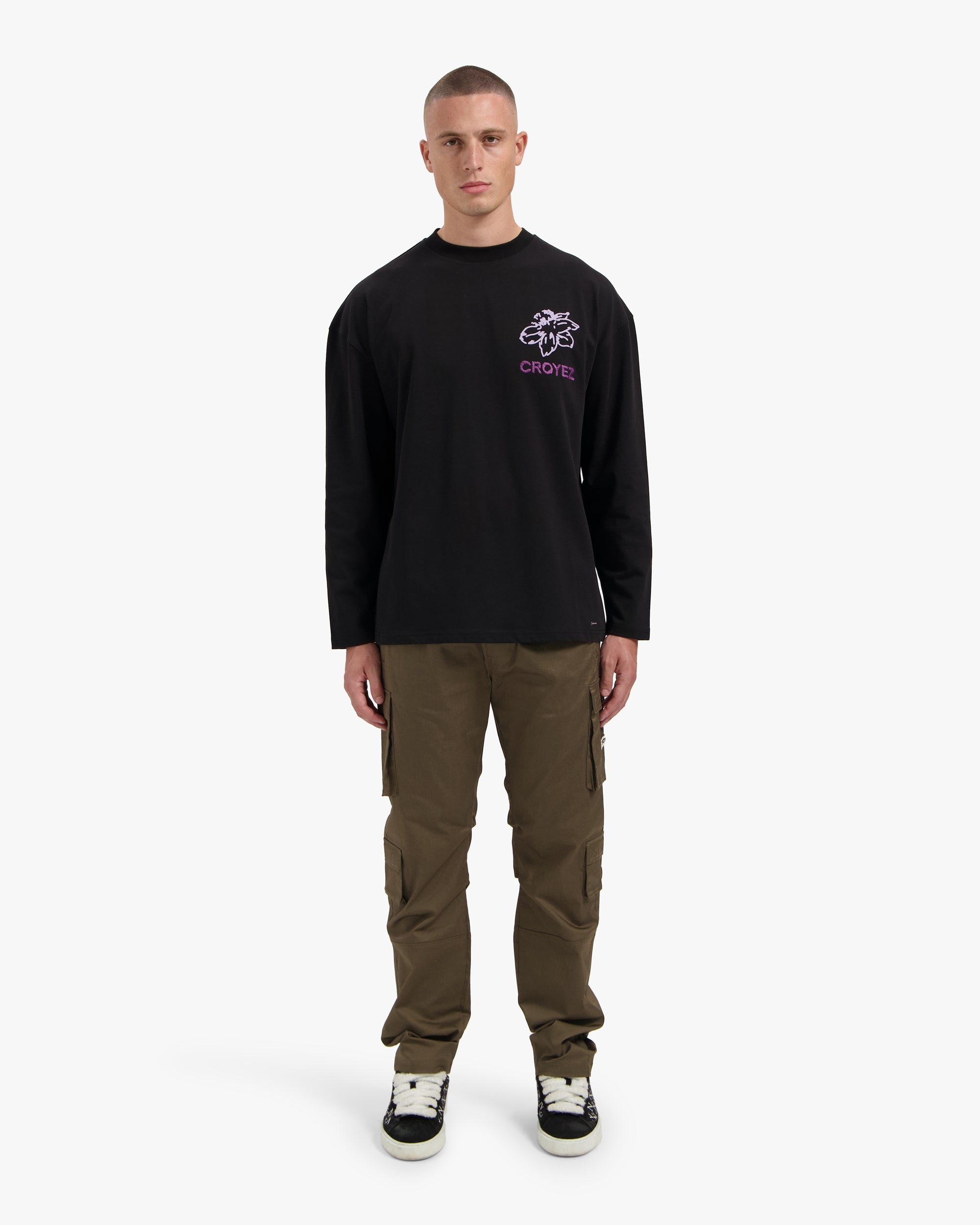CROYEZ GARDENER LONGSLEEVE T-SHIRT | BLACK/PURPLE