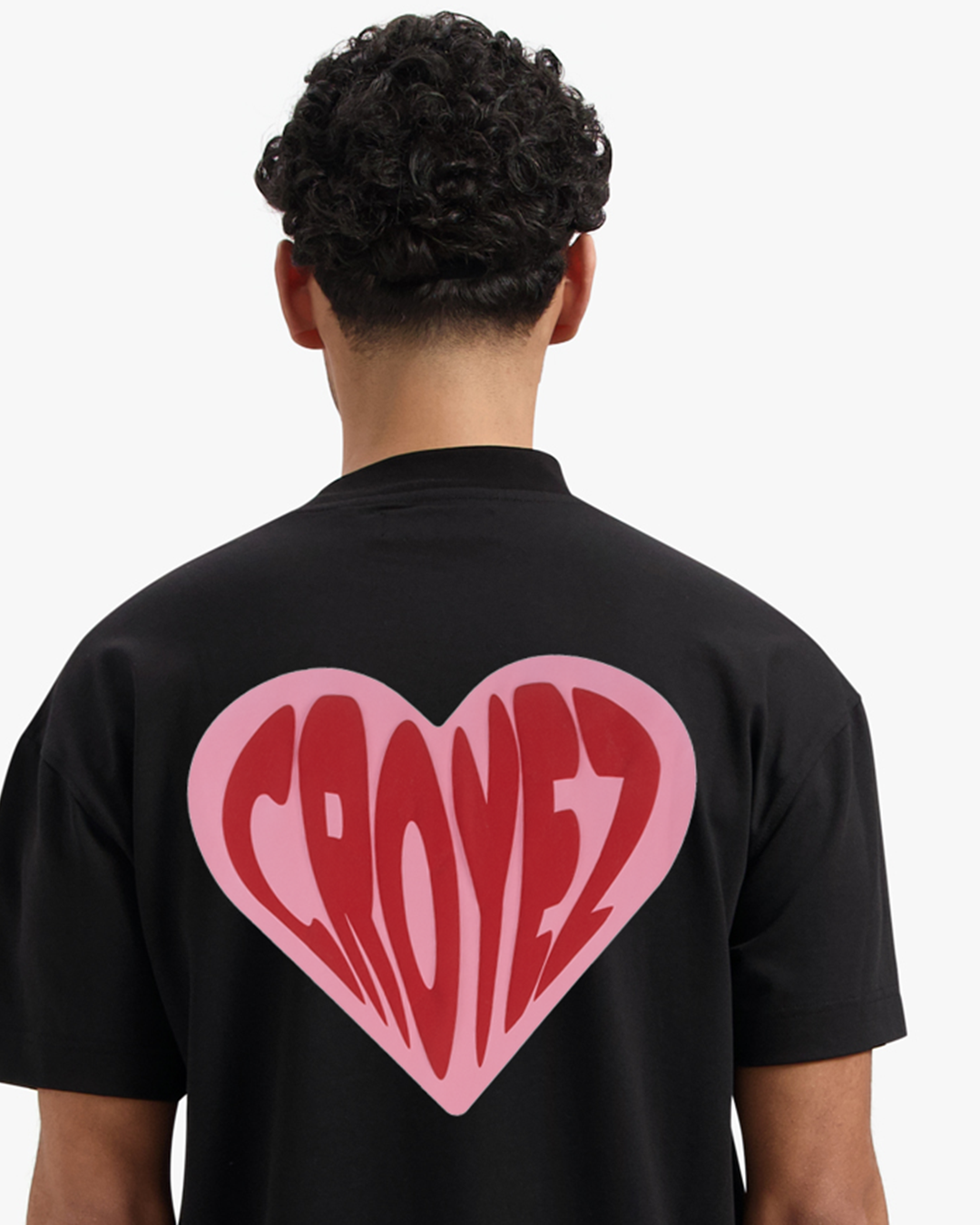 CROYEZ PUFFED HEART T-SHIRT - BLACK/RED